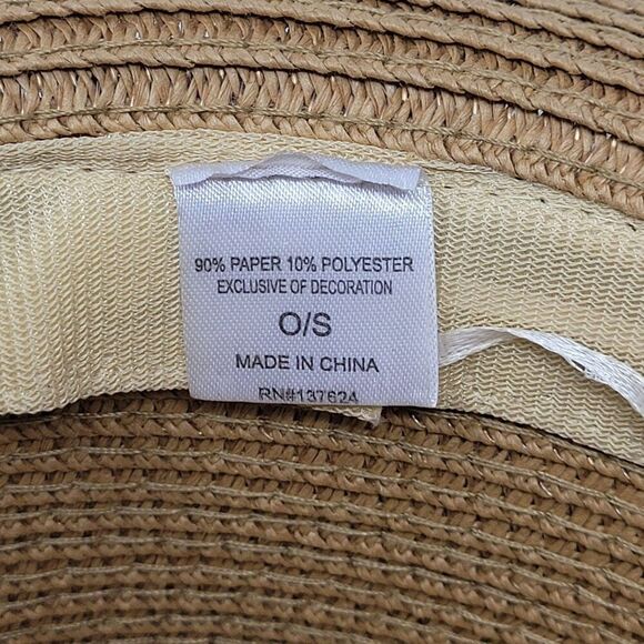 Anthropologies Wide-Brimmed Natural Straw Coastal Cowgirl Sun Hat Cowboy Tan Bow